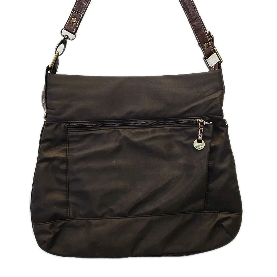 Travelon Crossbody Handbag Zip Close Lightweight Expandable AntiTheft Brown  - Image 3 of 4