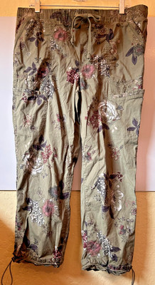 Democracy Wo's 14 Floral Reflex Stretch Capri Pants Boho Fairy Fem Festival Y2K