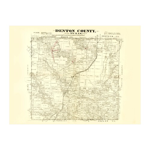 Old Map of Denton County, TX 1870 - Vintage Texas Art - Picture 6 of 29