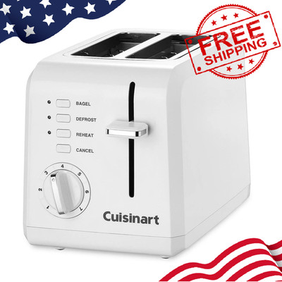 Cuisinart CPT-122 2-Slot Compact Toaster 7 Shade Defrost Reheat White
