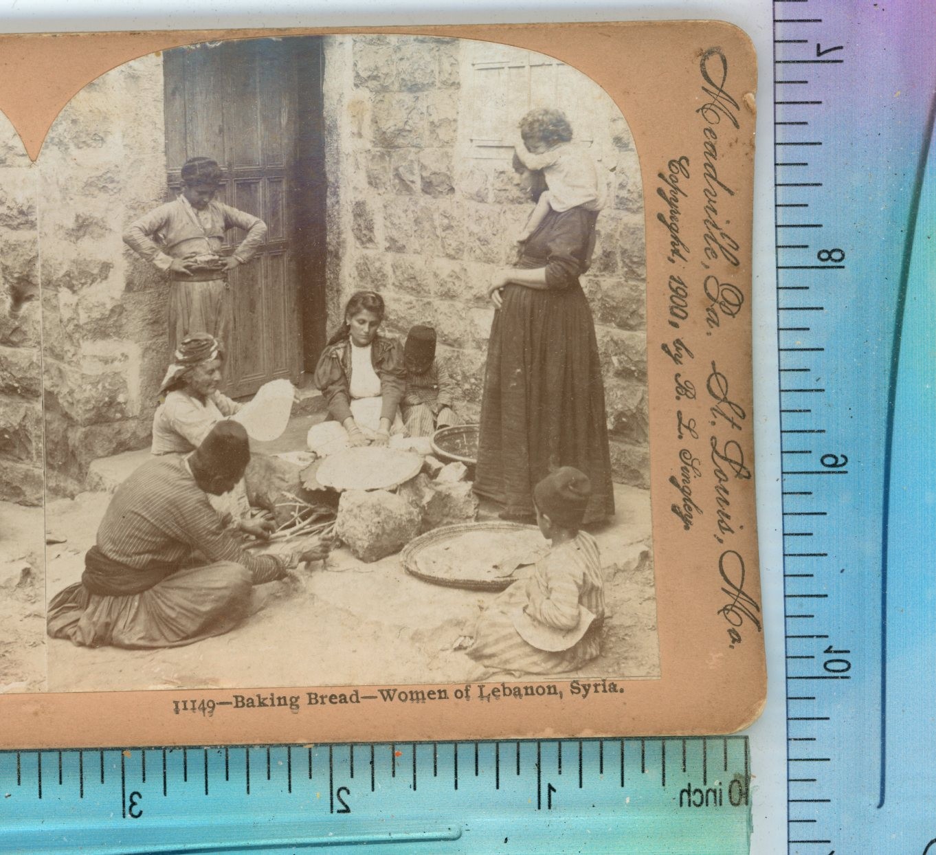 Baking Bread Women of Lebanon Syria Keystone Stereoview