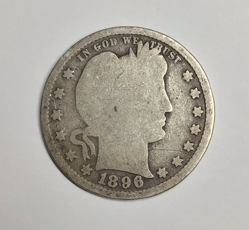 1896 BARBER SILVER QUARTER **NICE CIRCULATED GOOD** FREE SHIPPING!!