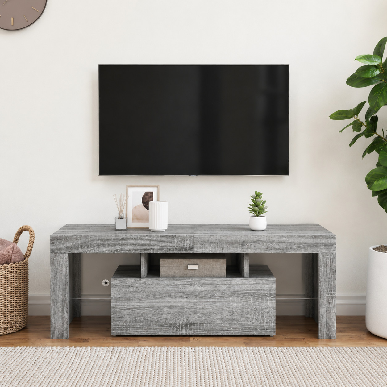 Meuble TV LED multicolore avec télécommande pour ambiance cinéma salon