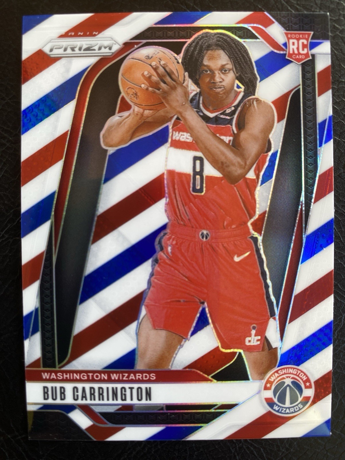 2024-25 Panini Prizm #244 Bub Carrington Red White Blue RC Washington Wizards