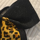 Leopard Print Glitter Hair Bow for Girls Black Yellow Fabric Animal Print — photo 2