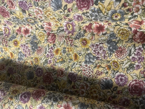 Vintage Marcus Brothers Yellow Floral Cotton Quilting Fabric BTHY image 2