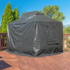 Domi 10'x12' Universal Winter Gazebo Cover w/Sidewalls and Mesh Windows(Black)