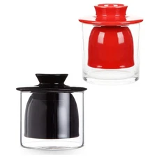 Ceramic French Glass Butter Keeper Holder Crock Countertop Dish Container w/Lid