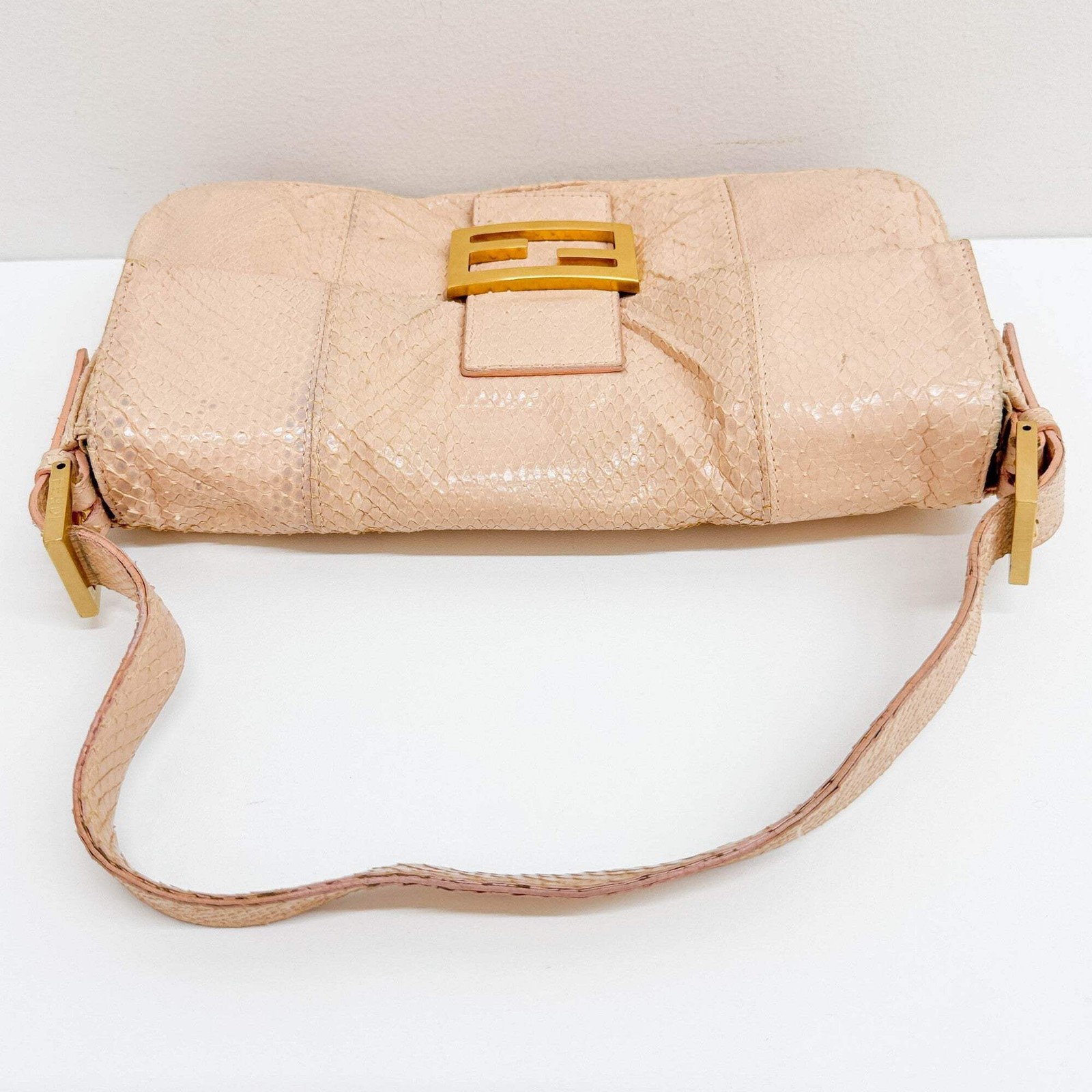 FENDI Baguette Light Pink Python Embossed Leather… - image 7