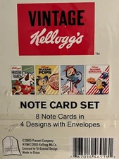 KELLOGG'S NOTE CARD SET, 4 VINTAGE BOXES, 2005, 8 CARDS, NEW IN PACKAGING