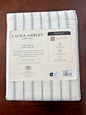 Laura Ashley Queen Sheet Set Symphony Stripe Green 4pc 100 Cotton