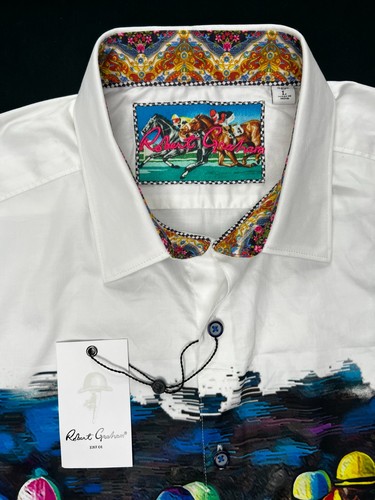 Robert Graham DERBY DAY Horse Race $238 Large Classic Fit NEW NWT FREESHIP! L - Picture 2 of 10
