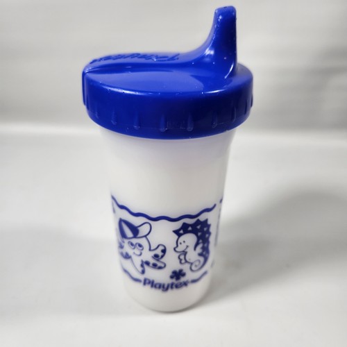 Vintage Playtex Sippy Cup Blue and a Sea Life Tropical Fish Graphic Design 1997