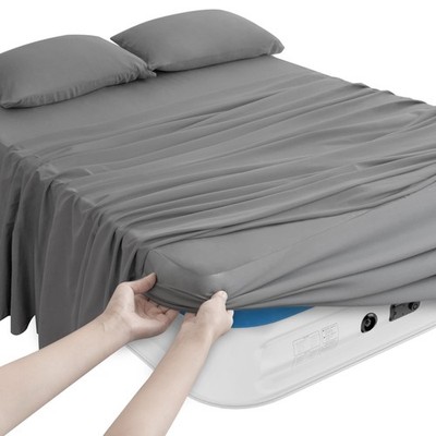 Magik & Kover Twin Sheets Set for Kids Air Mattress - 4 Piece Deep Twin, Gray