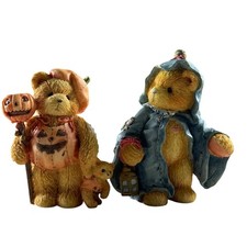 Cherished Teddies 1994 Breanna Pumpkin Gabriel Ghost Figurines Set of 2