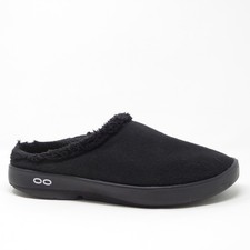Oofos OOcoozie Mule Low Shoe Black Sherpa Lined Recovery Slippers Mens 11.5