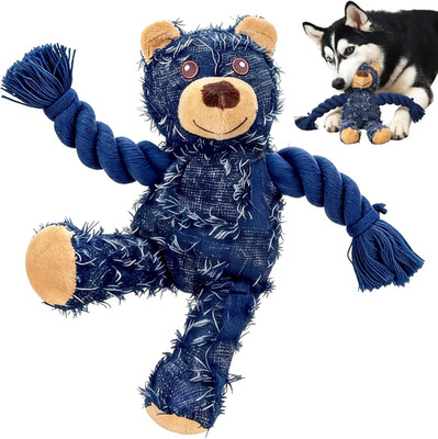 Ragged Bear Dog Toys for Aggressive Chewers, Indestructible Dog Toys with Tough