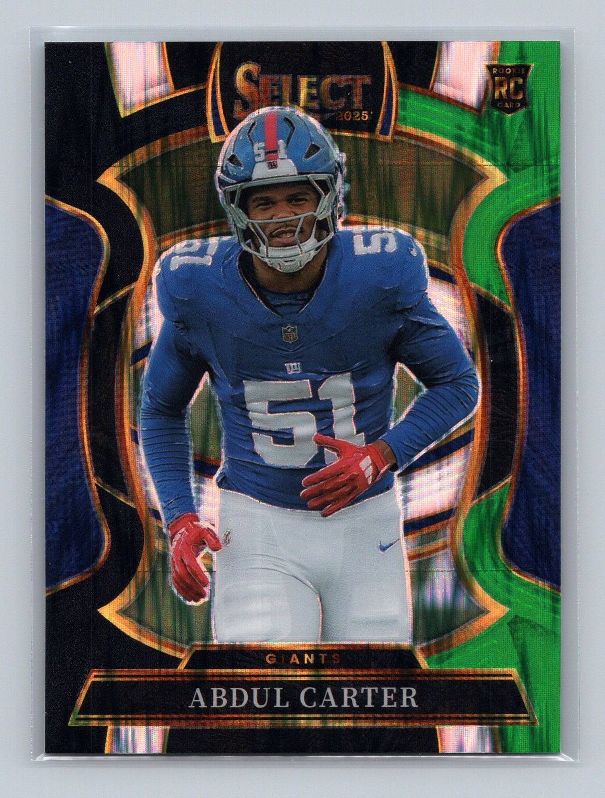 Abdul Carter New York Giants 2025 Panini Select #95 Black and Green Prizm Shock