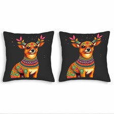 Vibrant Multicolored Dog Pattern Throw Pillow Covers-Set of 2 18x18in Decorative