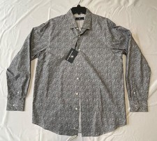 Hart Schaffner Marx Men Long-Sleeve Paisley Shirt S Large Button Up Navy White