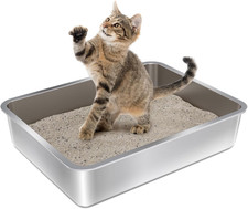Stainless Steel Litter Box,Metal Cat Litter Box for Kitten