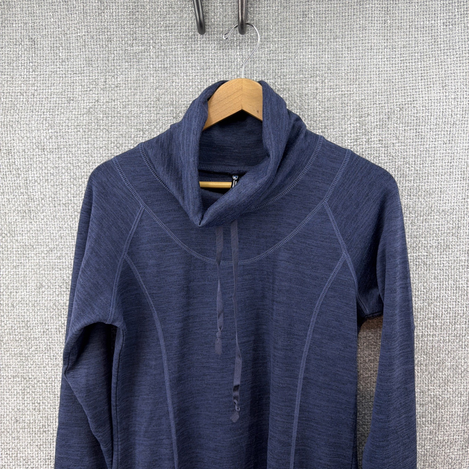 Kuhl Lea Dress Women’s Medium Drawstring Cowl Neck Blue Casual Active Outdoor