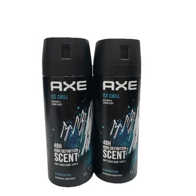 2 PACK Axe Ice Chill Frozen Mint & Lemon Deodorant + Body Spray,  4 oz
