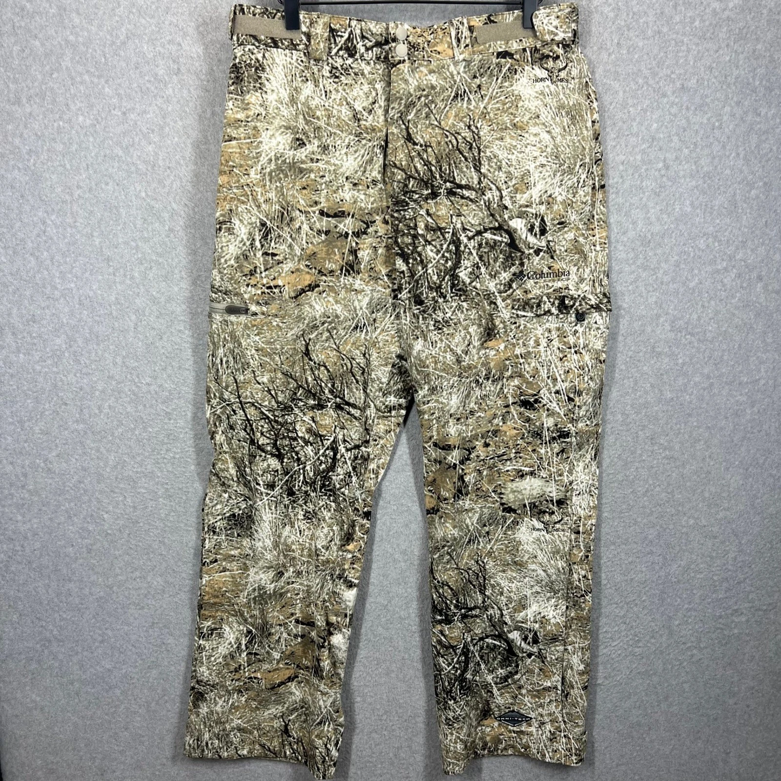 Columbia Horn Mesa Pants Mens M Camo Omni-Tech Waterproof Hunting Outdoor EUC