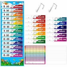 Daily Schedule Pocket Chart Classroom Chart with 13 1 Pockets 26 Reusable Car...