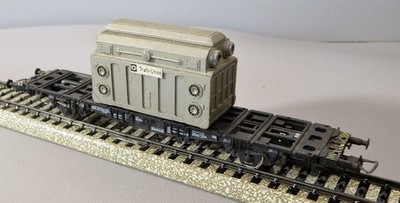 HO SCALE RARE ROWA HAMBURG SUD 6.75'' FLATCAR TRAFO-UNION GENERATOR LOAD EXC
