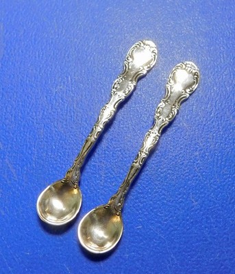 Beautiful Pair of 2 Sterling Salt/Condiment Spoons Strasburg Pattern by Gorham