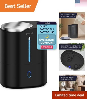 Ultrasonic Cool Mist Humidifier for Bedroom, Large Rooms, Home, 4L - Easy Fil...