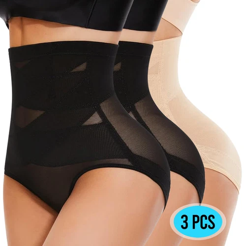 Frauen Bauch Kontrolle Hohe Taille Höschen Mesh Body Shaper Atmungsaktiv Unterwäsche - Bild 18 von 19
