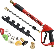 Deluxe Pressure Washer Gun, with Replacement Wand Extension, 5 Nozzle Tips, M22 
