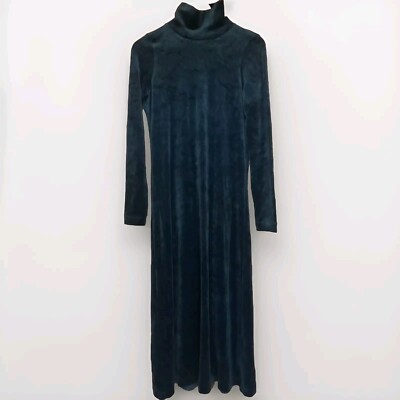 COS Velvet Long Dress I Petrol Blue High Neck Long Sleeves | Womens Size UK  XS | eBay