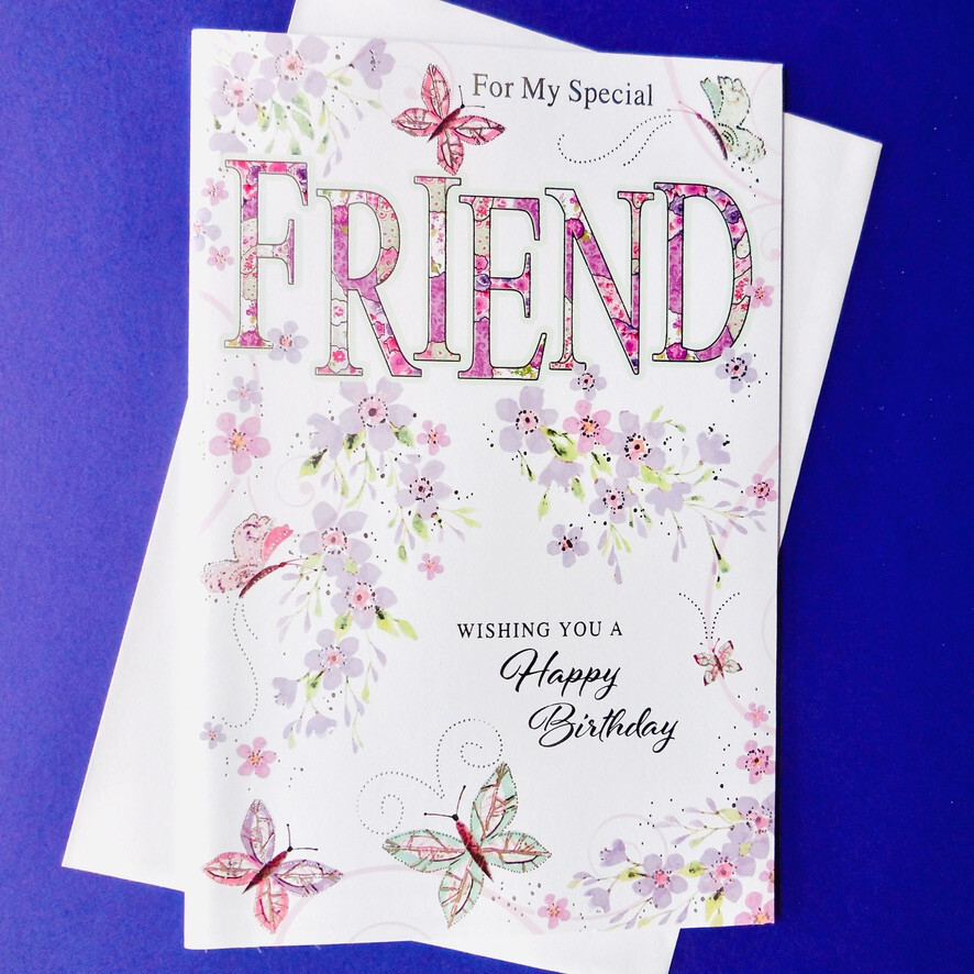 For My Special Friend Birthday Card 9""x6"" Lovely Words Message Verse Insert Page