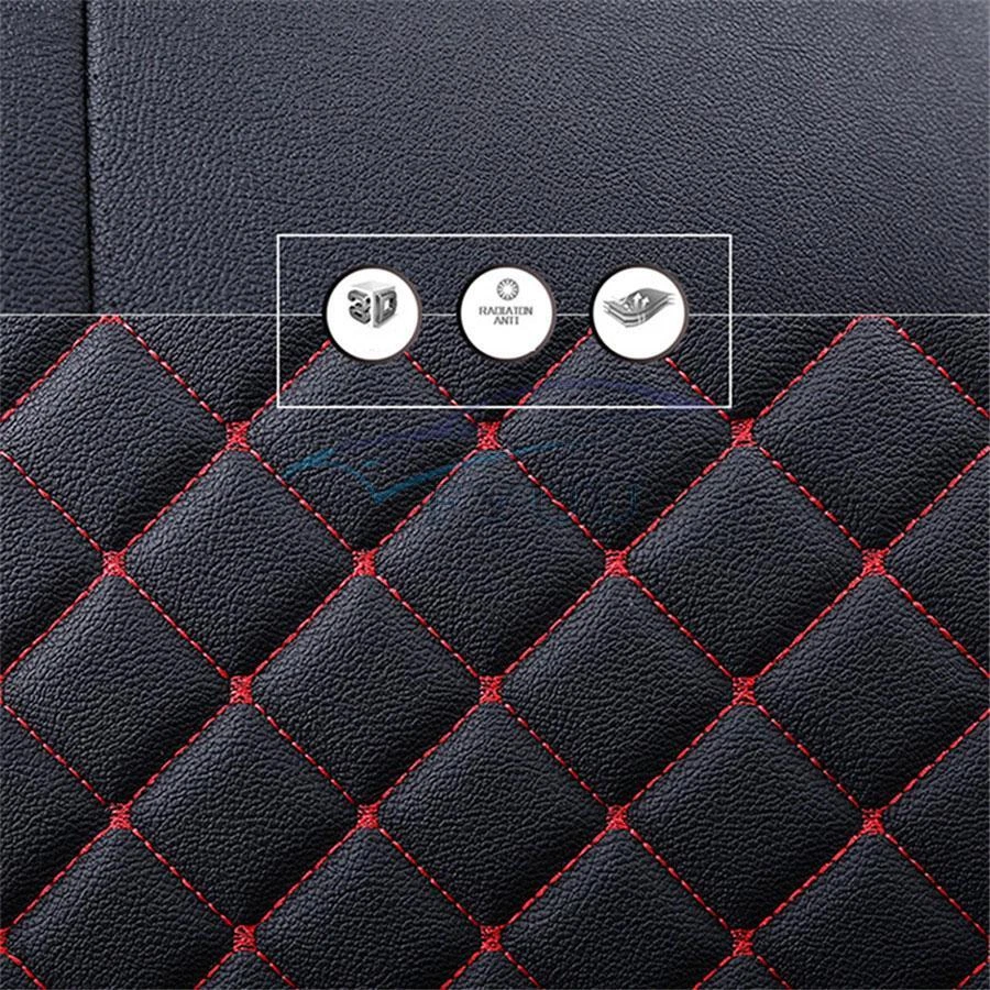 Luxury PU Leather Car Seat Covers Universal Seat Protector Front+Rear (US Stock) — 第 3/4 张图片