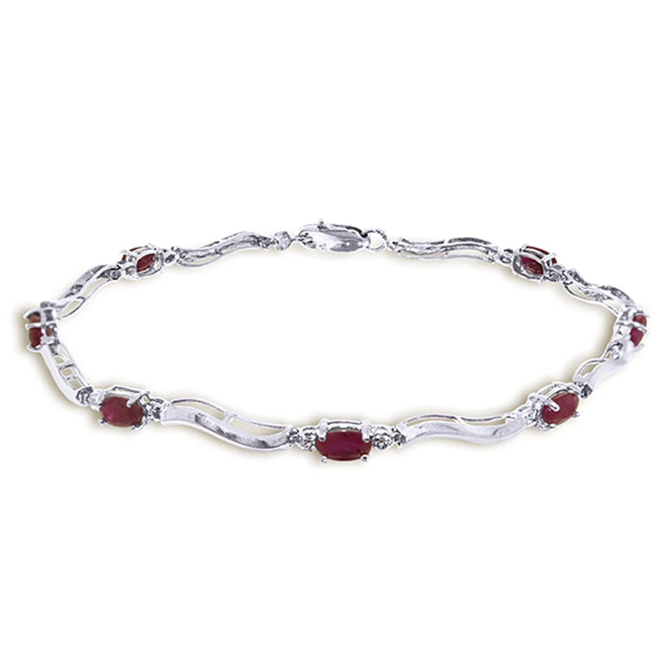 14K. SOLID GOLD TENNIS BRACELET WITH NATURAL DIAMONDS & RUBIES - Image 3 of 3