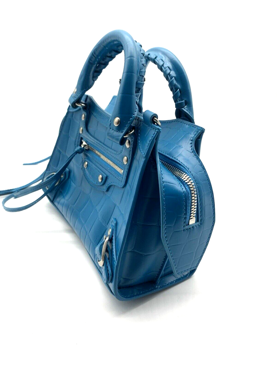 AUTHENTIC Balenciaga Mini Neo Classic City Croc Embossed Leather