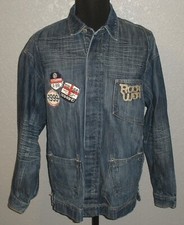 Vtg 90s Men's Large Rocawear Rap Hip Hop Denim Embroidered Buttoned Jean Jacket