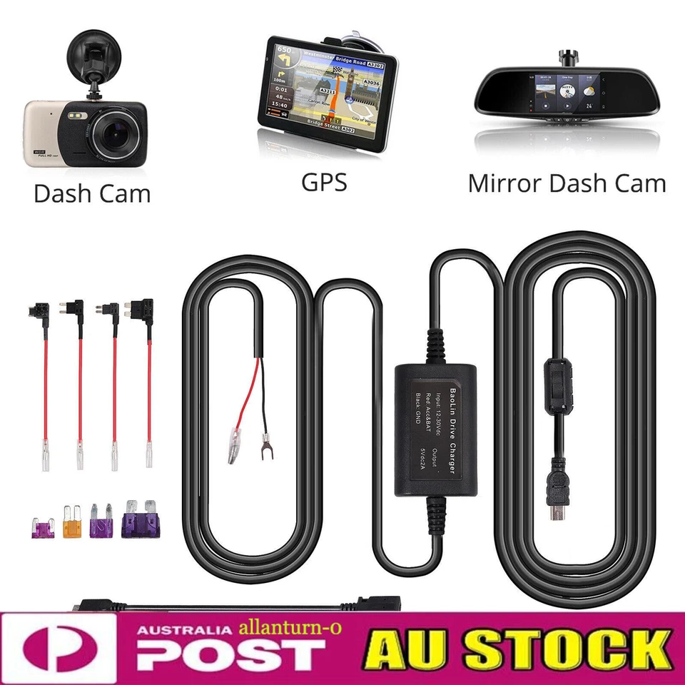 Hard Wire Fuse Box Car Recorder Dash Cam Hard Wire Micro USB Cable Universal AU