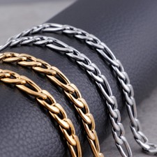1meter in bulk Silver/Gold Stainless Steel 7mm Figaro NK Chain Jewelry Findings