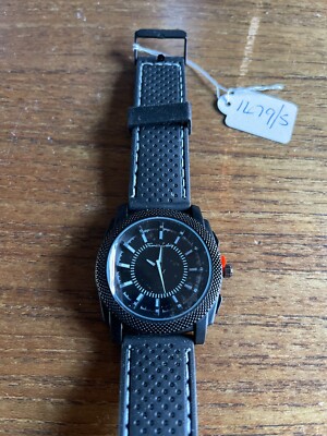 Mens THOMAS CALVI Black Enamelled Watch W1479/5