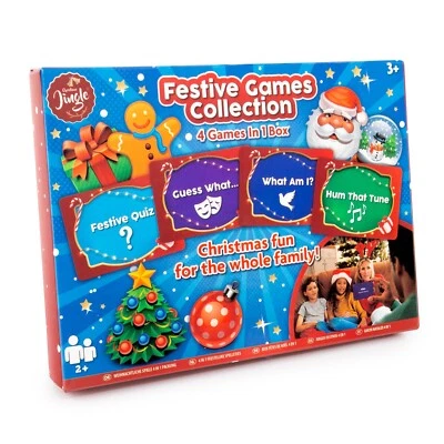 CHRISTMAS JINGLE Xmas Family Board Games - Family Christmas Games - 4-in-1 Card Games