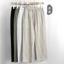 Pantalone uomo estivo 100% lino tessuto ramie pantalone casual largo dritto