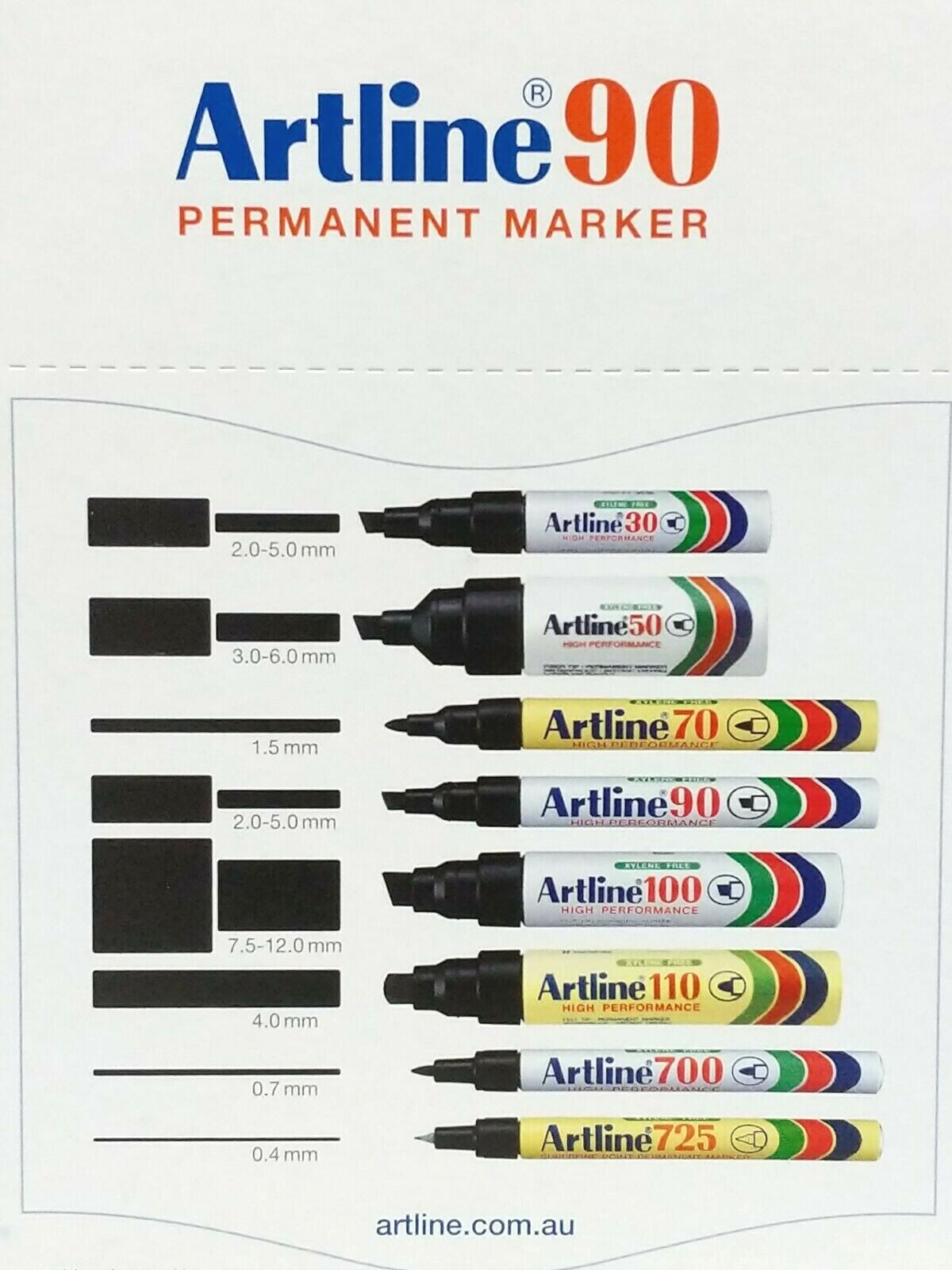 4 x Artline 90 Permanent Marker Xylene Free Chisel Tip 25mm Black EK90 eBay