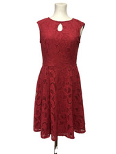 London Style Collection Dress Womens 8 Pink Lace Overlay Sleeveless Knee Length