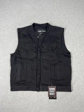 Club Vest By Jimmy Lee Mens 2XL Black Denim Concealed Carry Gun Pocket