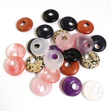 Natural stone 21mm gogo donut pendants charms beads for jewelry making 15pcs