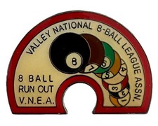 Valley National 8-Ball Run Out Rainbow VNEA Pinback Pin Pool Billiards